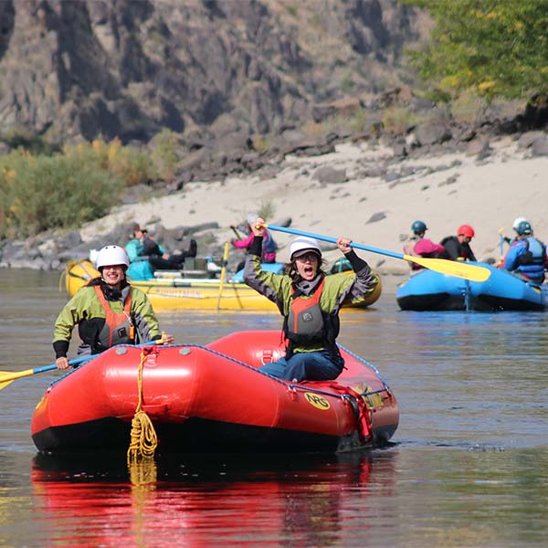 Rafters having fun on the river.