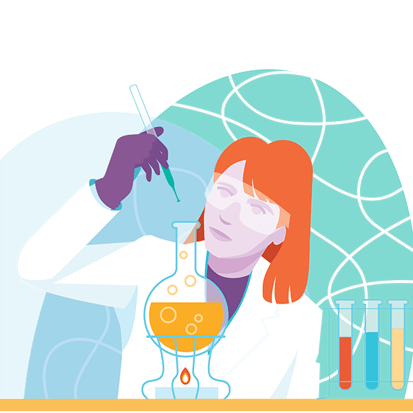 Graphic of a lab worker