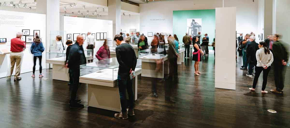 People at the Gabriel García Márquez exhibit.