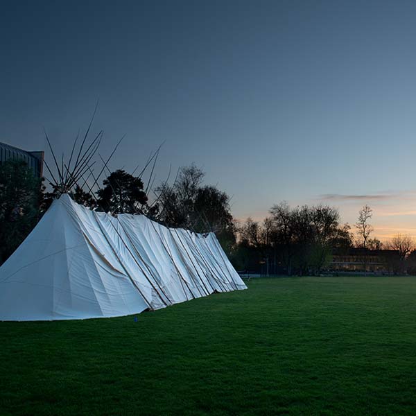 The Long Tent on Ankeny field at dawn.