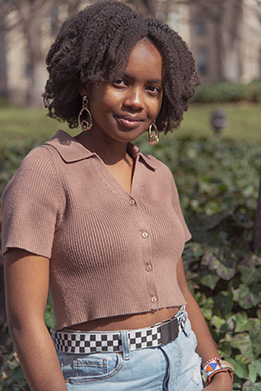Stacy Mwangi '24 smiling at the camera.