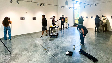 Art patrons in a gallery.