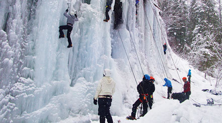 A group of student ice climbers.