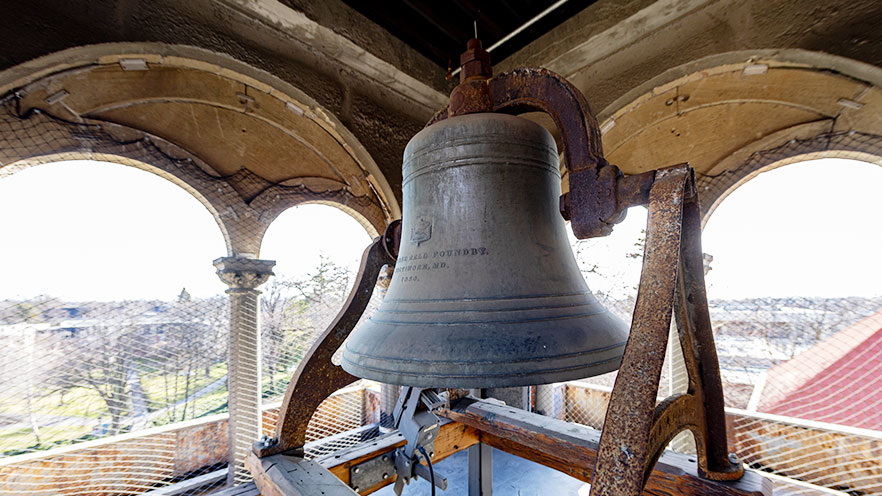 Clock tower bell view.