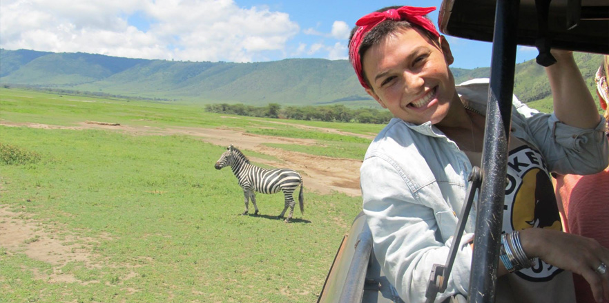 Photo of girl with zebra