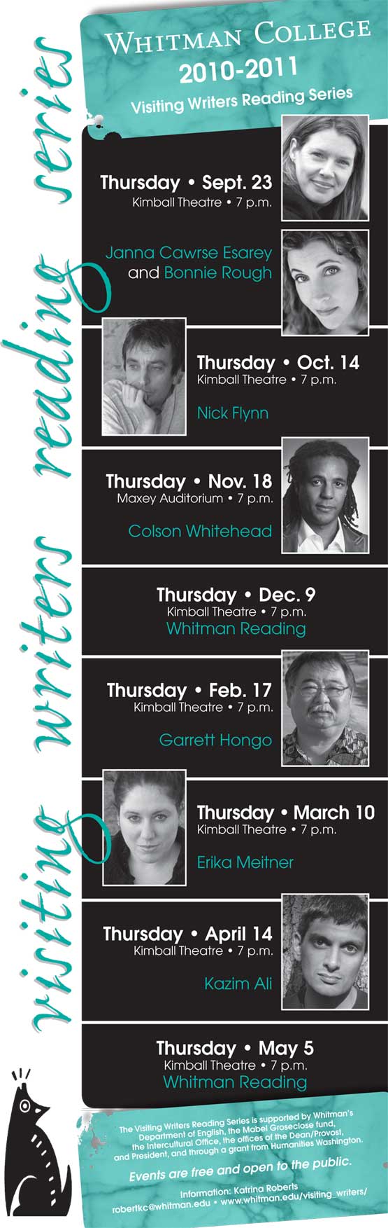 Visiting Writers Reading Series brochure