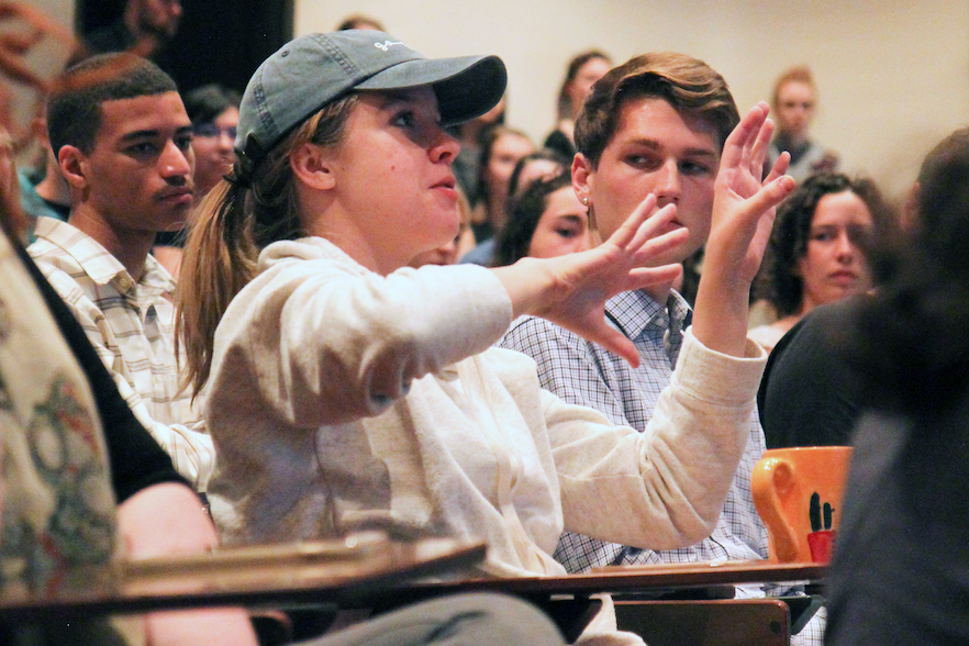 Audience member speaking