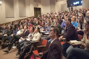 Audience watches Global Studies Symposium