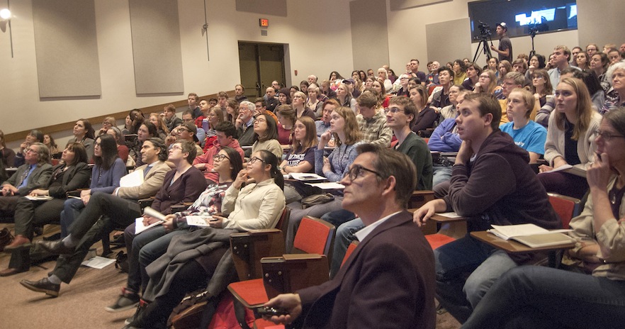 Audience watches Global Studies Symposium