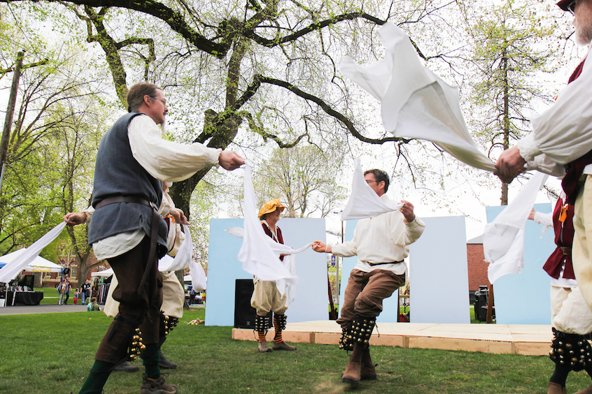 Mossyback Morris Men performs traditional dance.