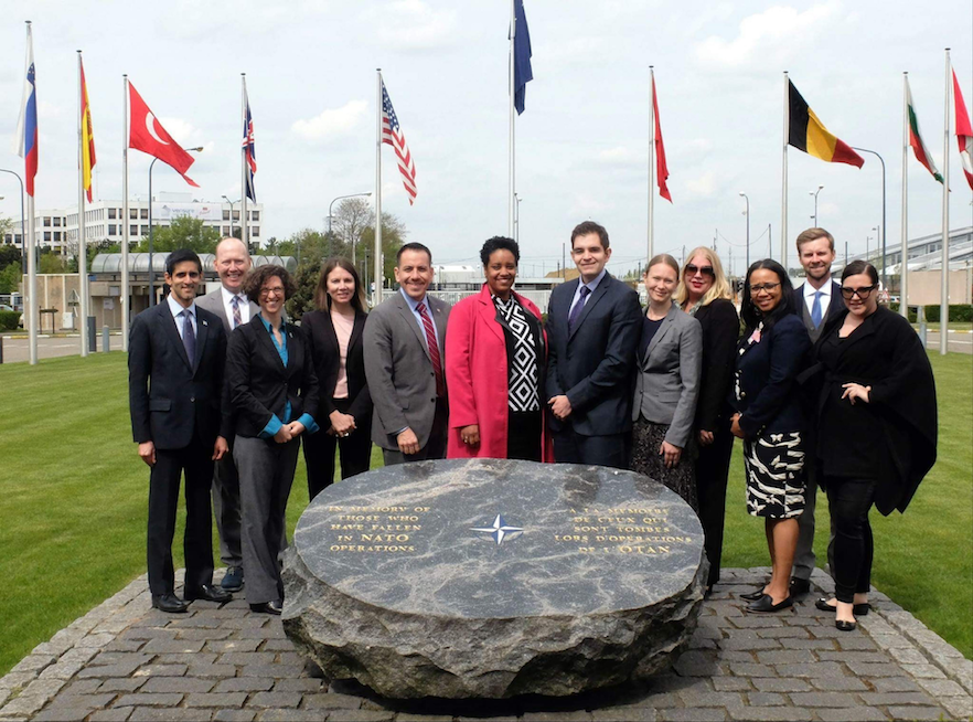 Hoey (fifth from right) at NATO headquarters in Brussels.