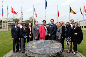 Hoey (fifth from right) at NATO headquarters in Brussels.