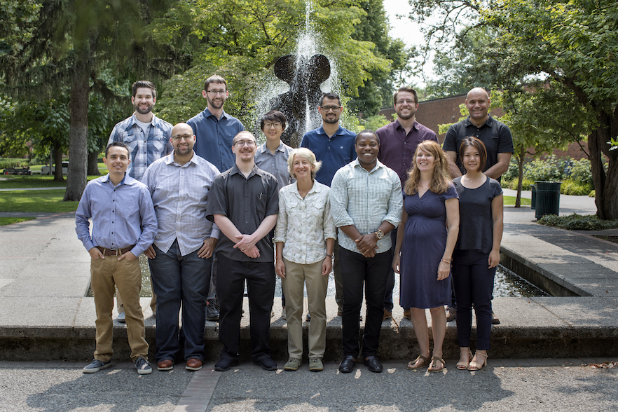 Front row, left to right: Michael Coronado, Alberto Ortega, Ryan Arvidson, Ana Maria Spagna, Pride Abongwa, Eva Hoffmann and Wenqing Zhao. Back row, left to right: Gregory Suryn, Charles Barrows, Soo-Young Kim, Aarón Aguilar-Ramírez, Zachary Campbell and Orleski Miranda. Not pictured: Saladdin Ahmed, Annaliese Baker, Jen Cedeno, Marnie Ketelsen, Kirkland Lewis, Kirsten Rudestam, Angel Ruiz Blanco, Laura Schueller and Lynsey Winkler.