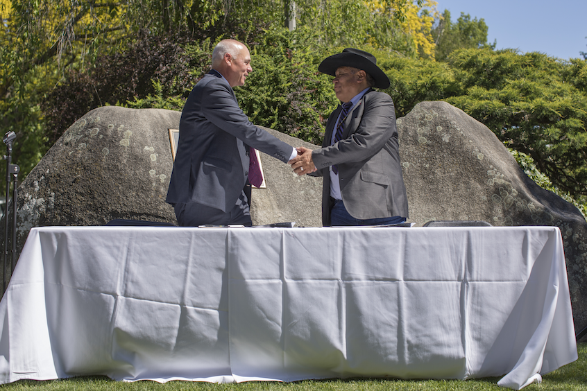 McMurchie shares a moment with his CTUIR counterpart Gary Burke.