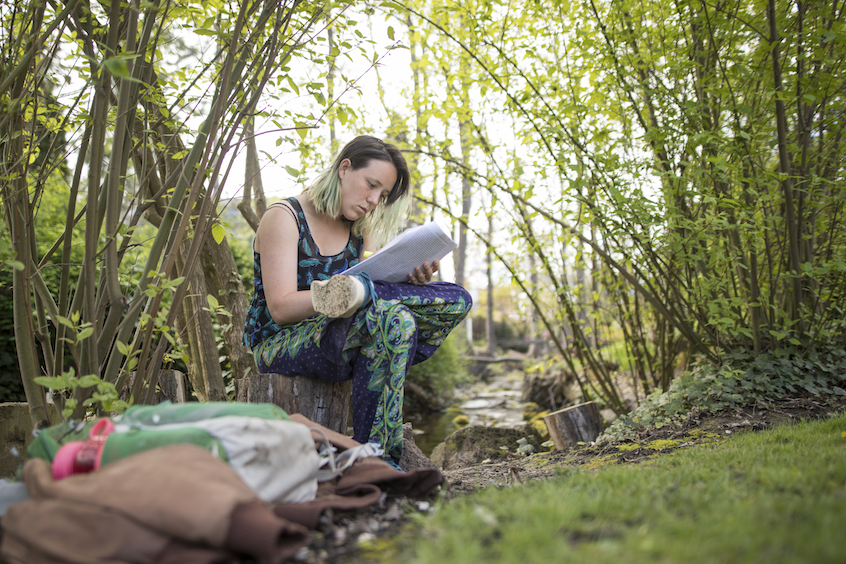 Nina Finley studies near College Creek.