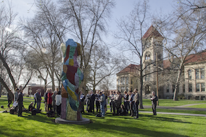 Group gathered outside Memorial Building