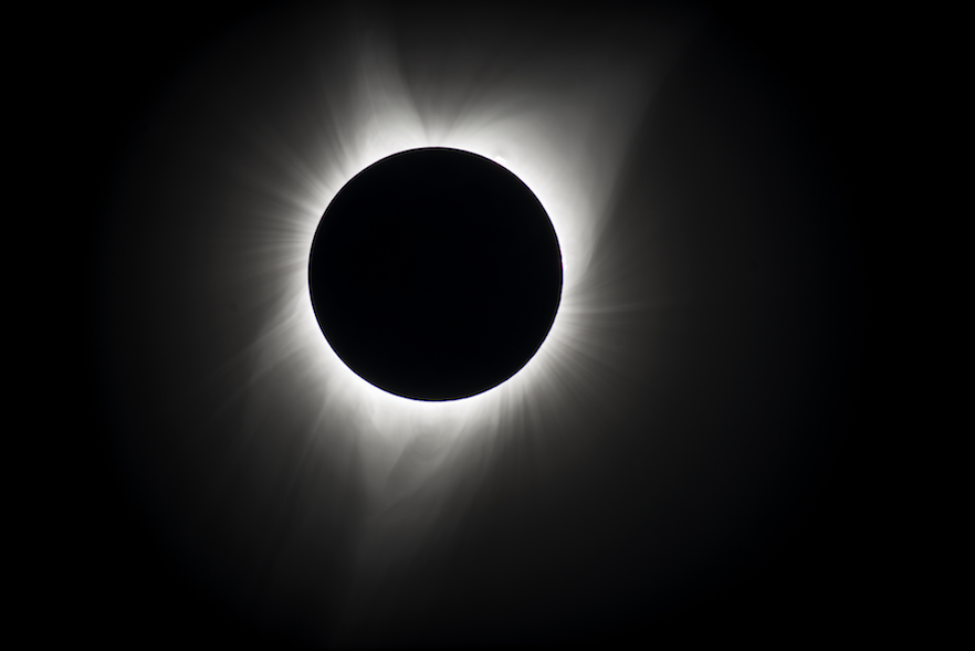 According to Associate Professor of Astronomy Nathaniel Paust '98, the sun's corona extends out into space by approximately three to five solar radii, meaning its total extent can be five times bigger than the rest of the sun. Photos courtesy of Nathaniel Paust. 