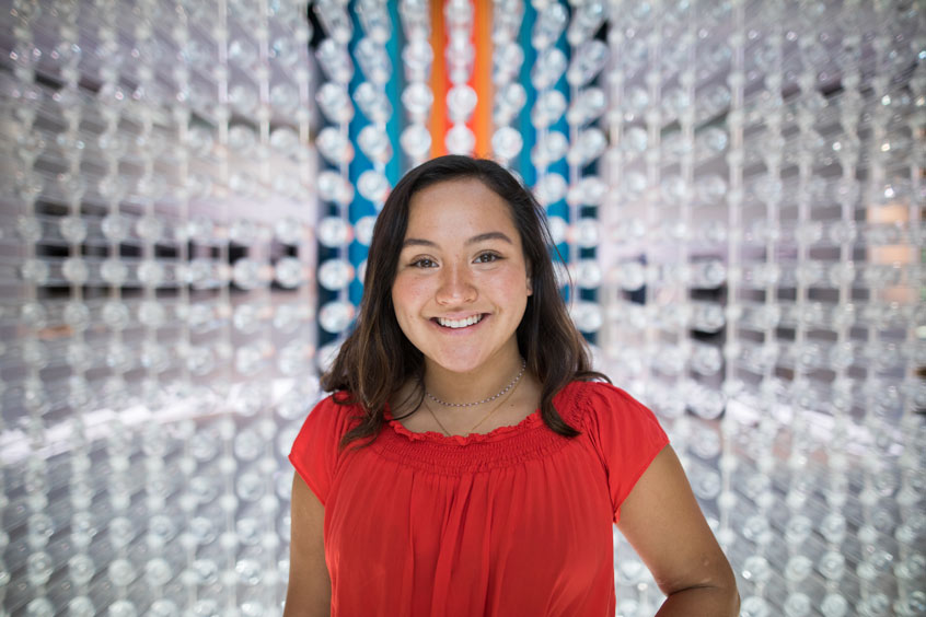 Sarah Holloway in Prefontaine Hall, at Nike headquarters in Beaverton, Oregon