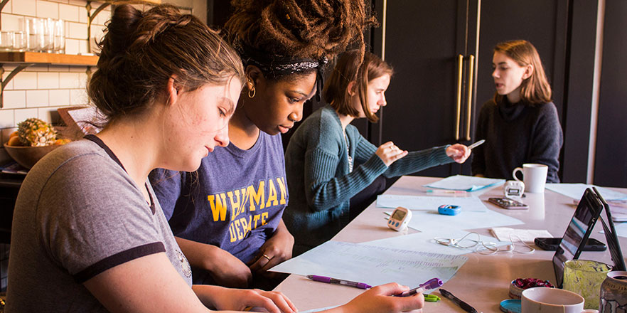 Students participate in a debate contest in February.