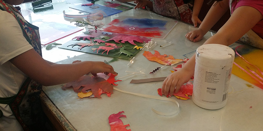 Students from Edison Elementary School in Walla Walla participate in a printmaking class at the Fouts Center for the Visual Arts on the campus of Whitman College.