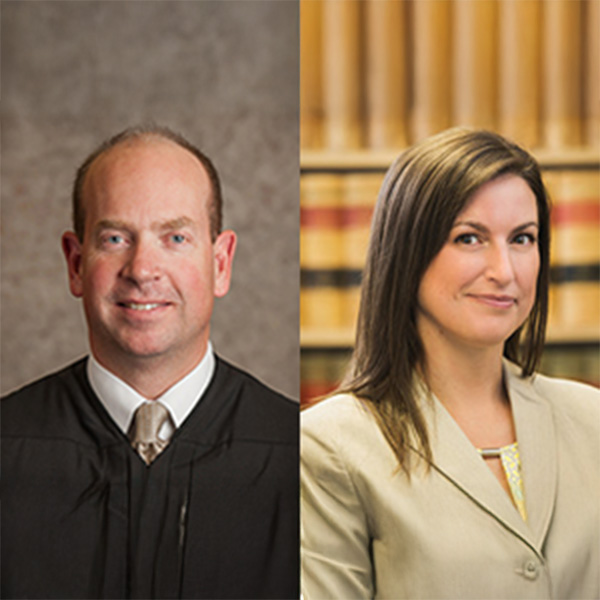 Chief Judge Robert Lawrence-Berrey '86 (left) of the Washington State Court of Appeals (Division III) and trial lawyer Andrea Burkhart '00