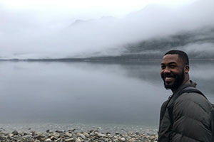 Evan Martin ’16 at Golden Ears Park in Vancouver, British Columbia, part of the “Riverdale” set. 
