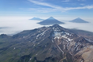 Image of the Islands of Four Mountains in the central Aleutian arc