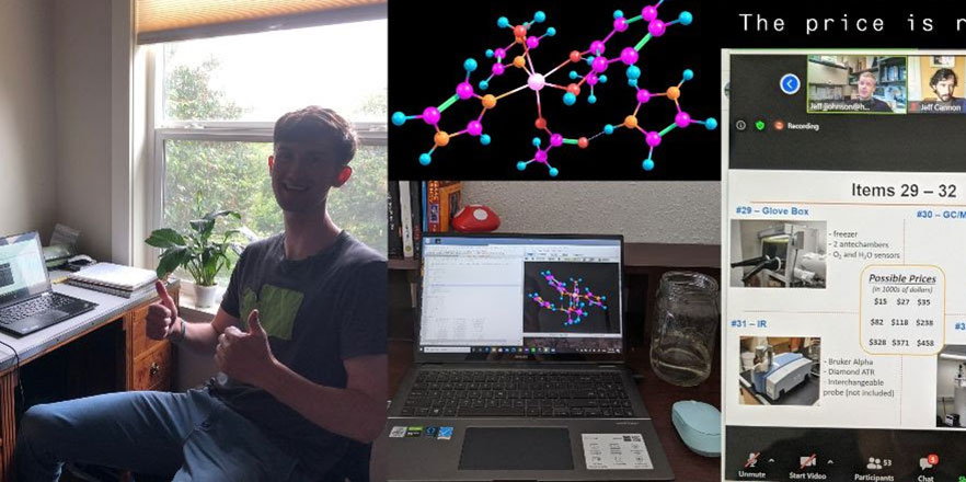 Collage of Drew and his summer research work.