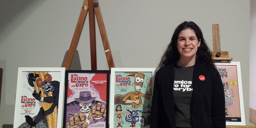 A photo of Kathryn Frank at a comic convention.