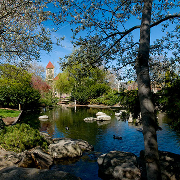 Whitman College's Lakum Duckum as seen through the trees