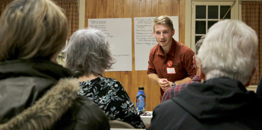 A photo of Cameron Conner interacting with the community.