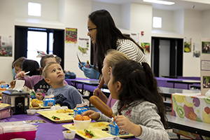 Jessica Luong works with children.