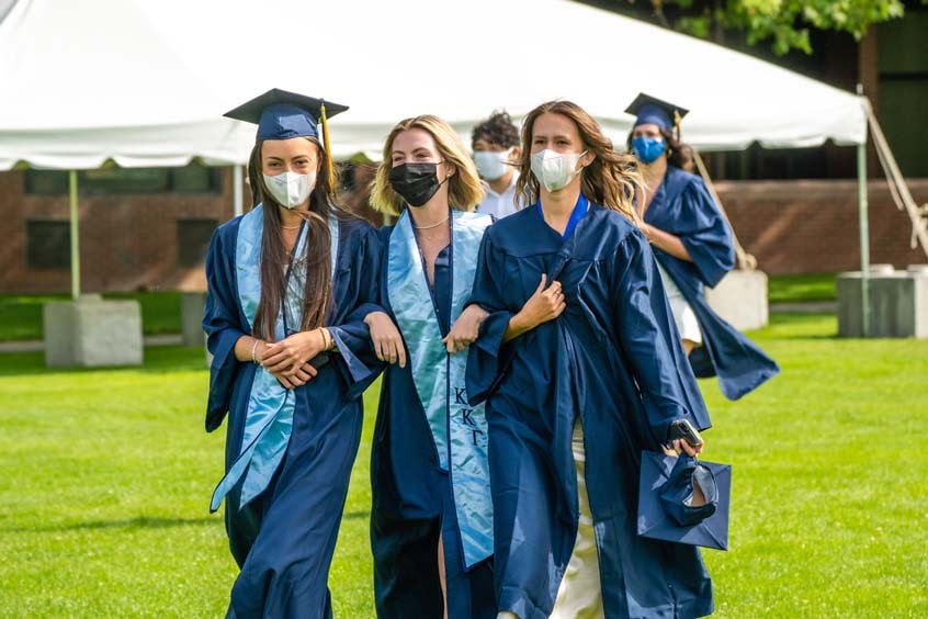 Graduates walking on Ankeny