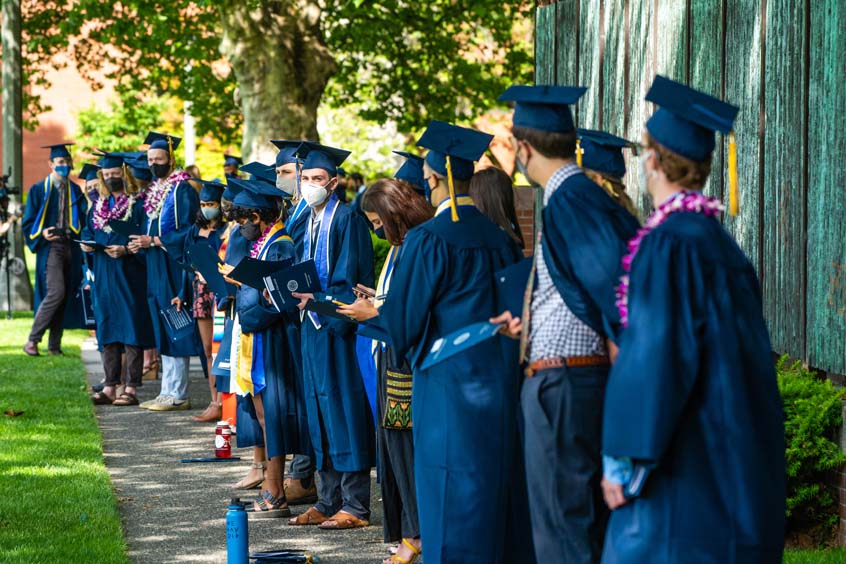 Graduates getting ready to process into Commencement