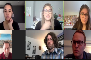 screenshot of three students and three members of Senator Murray's office during a zoom webinar 