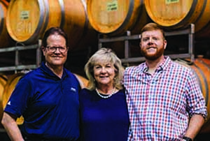 Marty, Megan and Riley Clubb pictured at their family winery, L'Ecole.