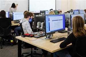 Students in the Wilke Family Computational Laboratory