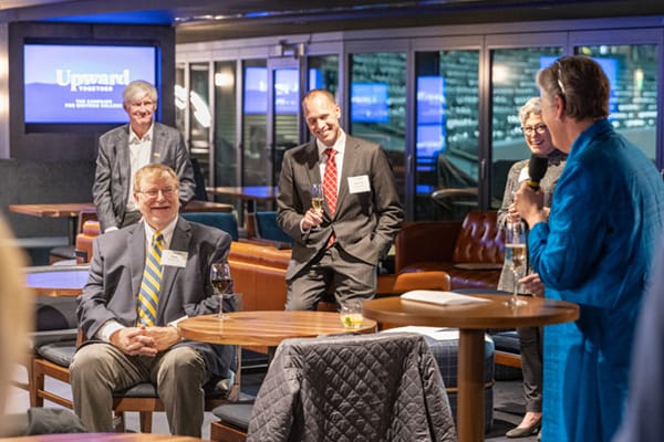 President Sarah R. Bolton toasts the new Robart Hall during the Seattle Reception