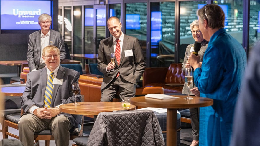 President Sarah R. Bolton toasts the new Robart Hall during the Seattle Reception