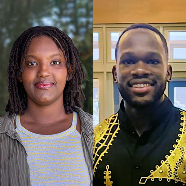 Whitman College alumni Allegria Iteka ’25 and Terence Mahlatini ’25 side by side.