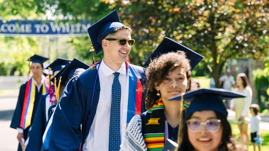 Whitman College students at commencement.