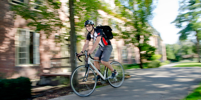 biking in front of lyman