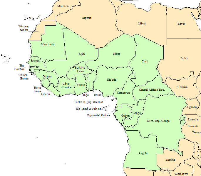 west and central africa map Snakes Of Central And Western Africa west and central africa map