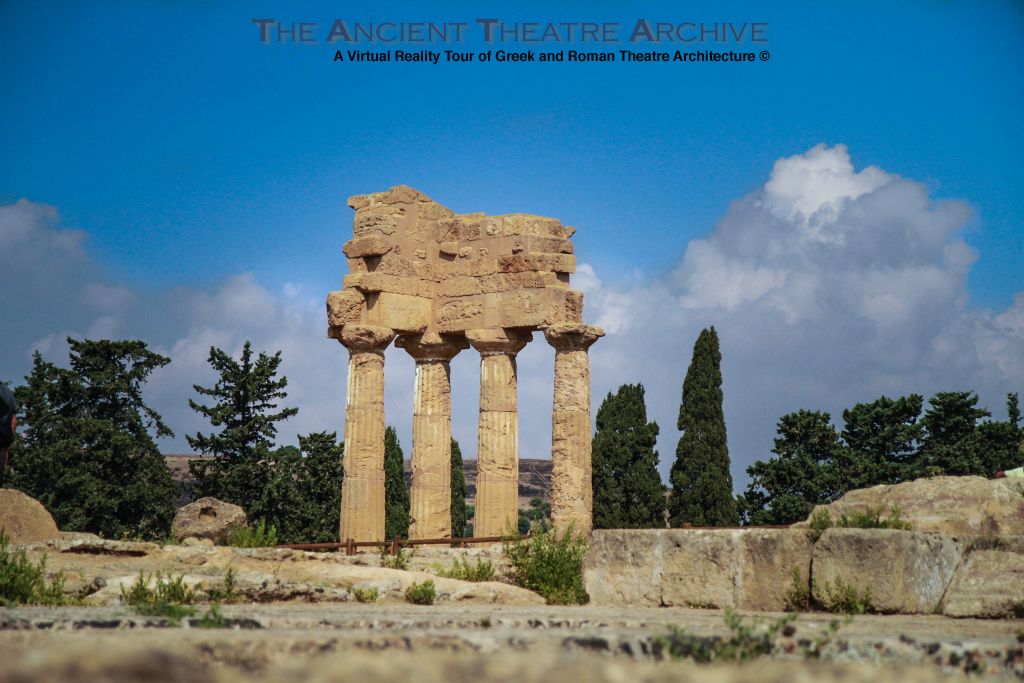 Temples of "Castor and Pollux": Valley of the Temples, Agrigento, Sicily); Akragas - 5th century BCE.; 4 remaining columns of original 34; has become the symble of Agrigento.