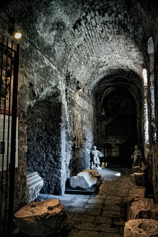 Catania Roman Theatre. Crypta (barrel-vaulted corridor beneath the audience seating)