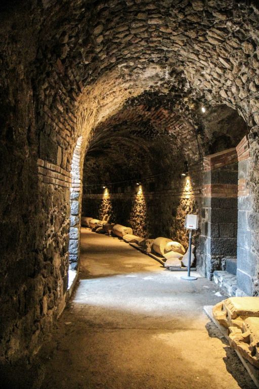 Catania Roman Theatre. Crypta (barrel-vaulted corridor beneath the audience seating)