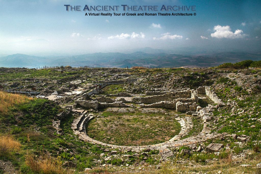 Ruins of the theatre dating from the IV century BC.  It was built to look like the theatre of Dionysus in Athens. The cavea was carved in a natural slope. Photo: T Hines 2019.