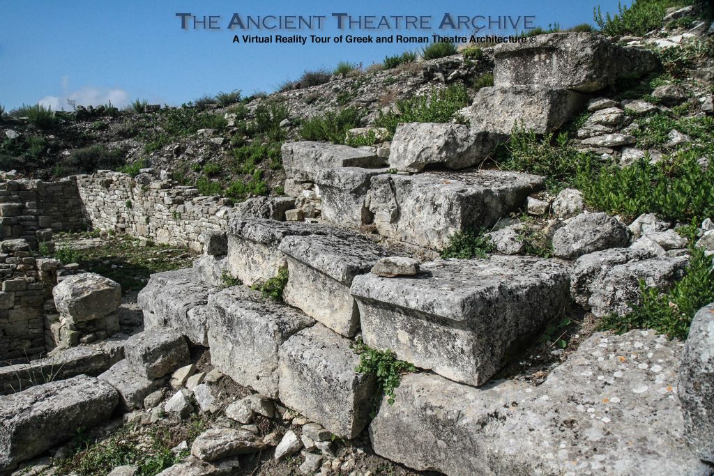 Detail of stone theatre seats. Photo: T Hines 2019.