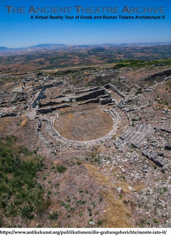 Aerial view of Iaitas theatre looking south. Note: contrary to Vitruvius, not all Greek theatres face north.