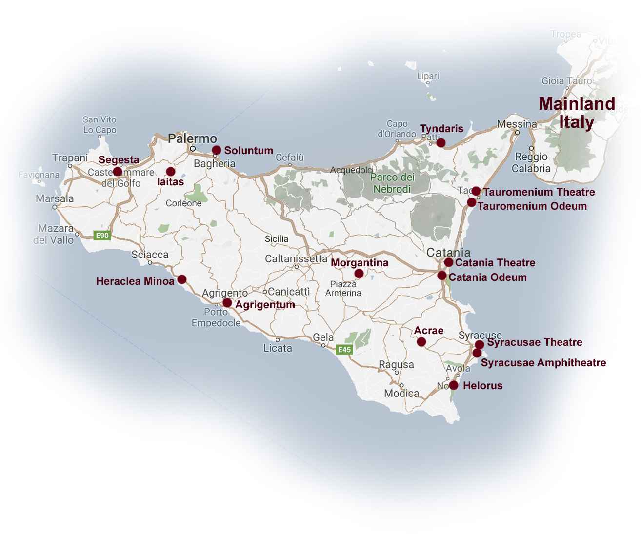 Сицилия на карте. Пляжи Сицилии на карте. Катания на карте Сицилии. Фонтане Бьянке Сицилия на карте.